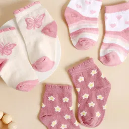 KICKS & CRAWL Infants Pack Of 3 Printed Ankle-Length Socks-45