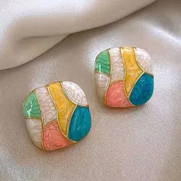 BEYTER Sterling Silver Light Weight Square Shaped Studs-35