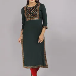 STYLE ANGEL Floral Yoke Design Mirror Work Straight Kurta-53
