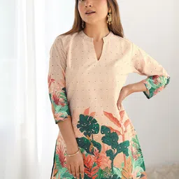 Selvia Printed Mandarin Collar Tunic With Trouser image 3