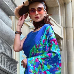 Mitera Abstract Block Print Saree image 3
