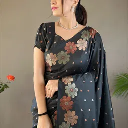 SWEETPEL Floral Embroidered Heavy Work Banarasi Saree-picture-35