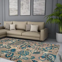Welspun Brown & Blue Ethnic Motifs Anti-Skid Carpet-picture-15