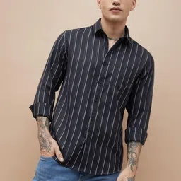 Fame Forever by Lifestyle Vertical Striped Long Sleeves Cotton Shirt-picture-41