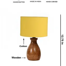 Aura Yellow Wooden Cylindrical Shaped Table Lamp-image-39