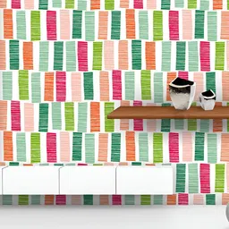 ArtzFolio Printed UV-Resistant Anti-Bacterial Colorful Vertical StripesPeel & Stick Wallpaper-image-47