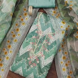 SAINOOR Embroidered Organza Semi-Stitched Dress Material-image-68