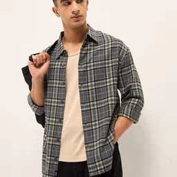THE BEAR HOUSE Men's Pure Cotton Checked Relaxed Fit Overshirt-image-38