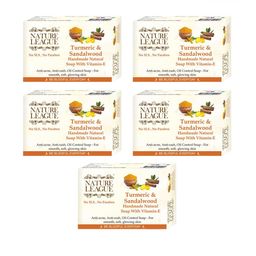 NATURE LEAGUE Set Of 5 Turmeric & Sandalwood Natural Handmade Soap 100g Each-46