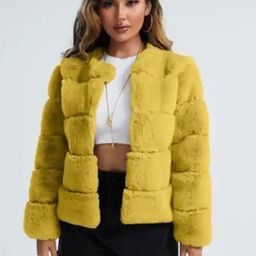 Alamode By Akanksha Yellow Carrie Bradshaw Luxury - Faux Fur Jackets-image-50