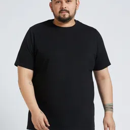 Sizeupp Men Plus Size Round Neck Regular Fit Solid Core Tee-image-97