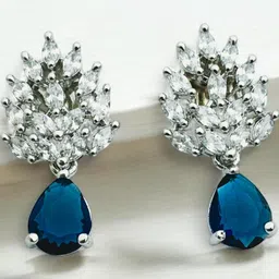 JEWELOPIA Silver-Plated Brass American Diamond Studs-picture-11
