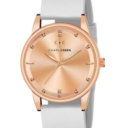 CHARLIEKEEN Men Brass Embellished Round Dial & Straps Analogue Watch cc-gr0001-rg-wht-image-46