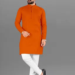 Attigo Men Solid Ethnic Kurta with Pyjama-image-81