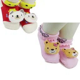 NESKA MODA Kids-Unisex Set Of 2 Ankle Length Cotton Socks-52