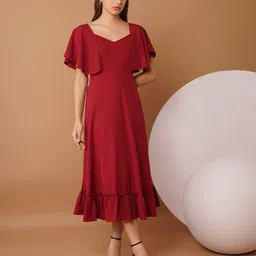 Chemistry Flutter Sleeve Crepe A-Line Midi Dress-image-41