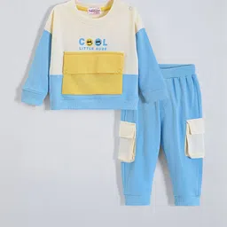 Hopscotch Boys Blue Pure Cotton Colourblocked Clothing Set-picture-9