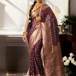 Anouk Woven Design Zari Organza Banarasi Saree-25