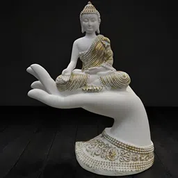 Vrinban International White & Beige Buddha Idol Showpiece-picture-9