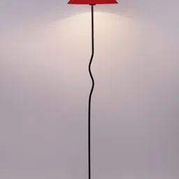 Devansh Red & Black Frustum Floor Lamp With Shade image 3