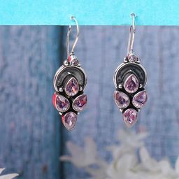 Bamboo Tree Jewels Artificial Stones Studded Oxidised Leaf Shaped Drop Earrings-image-85