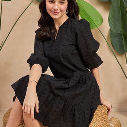 ZUMMER Puff Sleeve Drop-Waist Dress-image-98
