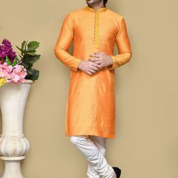 RANAK Men Thread Work Raw Silk Kurta-picture-7