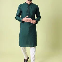 MAAHI FABS Mandarin Collar Thread Work Cotton Silk Kurta With Pyjamas-picture-5