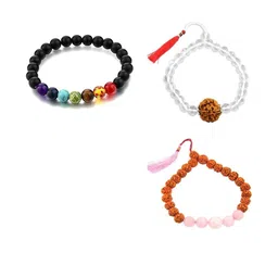 Divine souvenirs Unisex Set of 3 Artificial Beaded Link Bracelet-9
