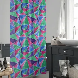 ArtzFolio Green & Pink Geometric Printed Waterproof Shower Curtains-16
