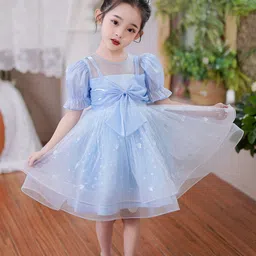JC SPARKLE Girl Round Neck Fit & Flare Dress-image-4