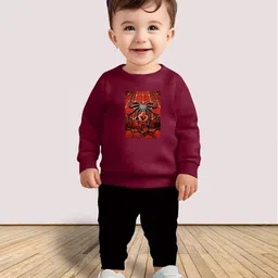 MGRS Kids-Unisex Maroon Cotton Blend Clothing Set-picture-15