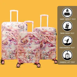 REDHORNS Holographic Set Of 3 Printed Hard-Sided Large, Medium & Cabin Trolley Bag image 3