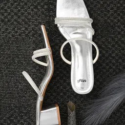 Styli Embellished Party Block Sandals-13