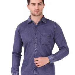 DESIGN UP Men Relaxed Spread Collar Solid Cotton Slim Fit Casual Shirt-image-53
