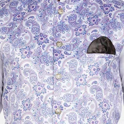 Armaan Ethnic Mandarin Collar Dupion Silk Kurta with Churidar And Printed Nehru Jacket image 2