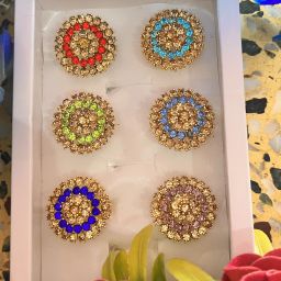 - ROUND Multicolour Partywear Ring ( COMBO OF 6 ) For Girls / Women Brass Gold Plated Ring Set-image-77