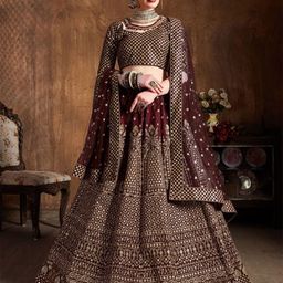 ODETTE Floral Embroidered Sequinned Semi-Stitched Lehenga & Blouse With Dupatta-picture-58