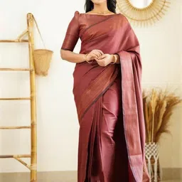 VILLE FASHION Woven Design Zari Kanjeevaram Saree-picture-17