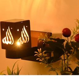 SOMIL Brown & Yellow Printed Rectangle Shaped Wooden Wall Lamp-image-86