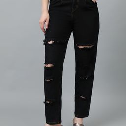 Kotty Women Straight Fit High-Rise Highly Distressed Cotton Stretchable Jeans-picture-40
