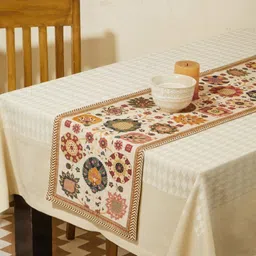 Fabindia Zahara White & Red Ethnic Motifs Printed Pure Cotton Rectangular Table Runner-picture-46