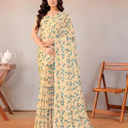Garden Vareli Floral Printed Pure Chiffon Saree-picture-19