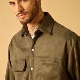 AKS Men Suede Open Front Jacket image 2
