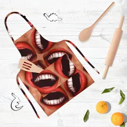 ArtzFolio Kids Brown & Red Printed Cotton Aprons-6