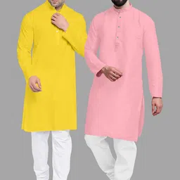 VS MALL Pink Cotton Blend Kurta Sets-image-50