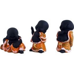 Aura Black & Orange 3 Pieces Mini Laughing Monk Figurine Marble Showpieces-image-42
