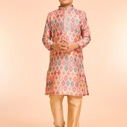 Manyavar Boys Woven Design Mandarin Collar Kurta With Pyjamas-picture-7