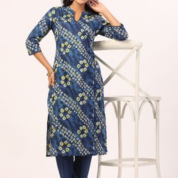 PIROH Bandhani Printed Angrakha Sequinned Pure Cotton Kurta With Trousers-6