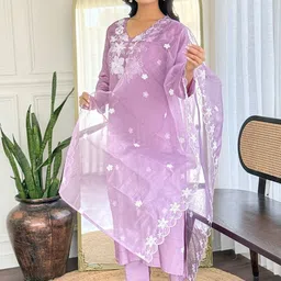 URMIR FASHION Women Floral Embroidered Regular Thread Work Kurta with Trousers & With Dupatta-picture-42